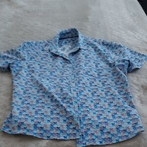 Apt. 9 Men's Blue and White Geometric Shirt